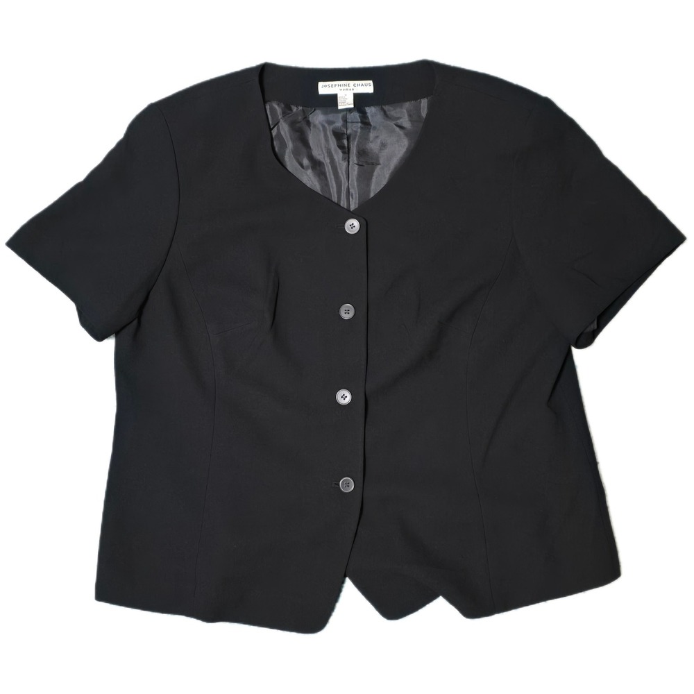 Josephine Chaus Black Short-Sleeve Button Front Jacket
